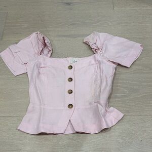 Aritzia Pink Puff Sleeve Blouse